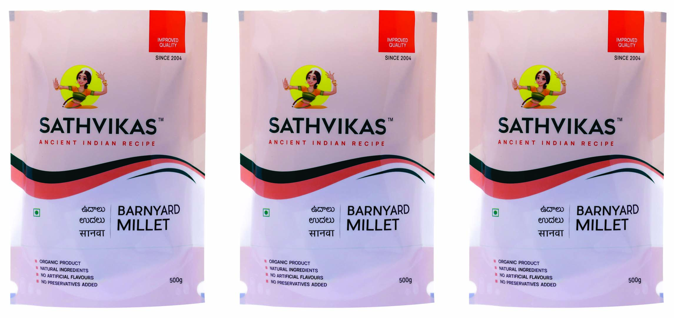 Sathvikas Udarlu / Barnyard Millet (500 grams) Pack Of 3.